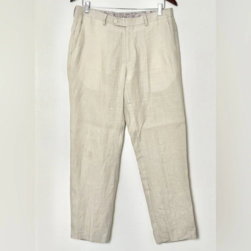 Lauren Ralph Lauren Men's Khaki Linen Blend Chinos - Light Beige